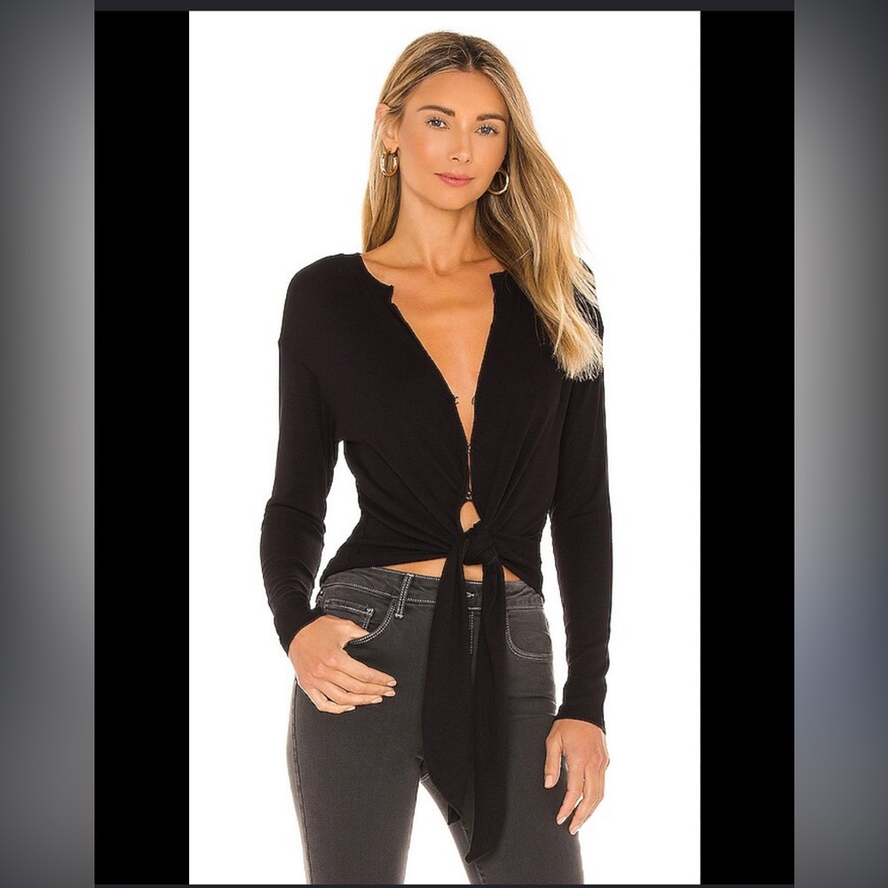 REVOLVE x LNA Kenny Tie Front Top in Black ($118 USD)